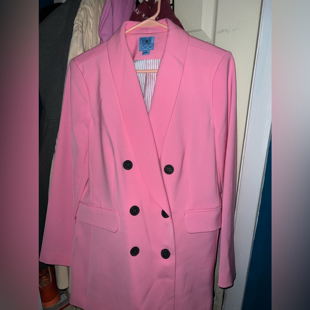 🌸Cece Pink Oversized Long Double Breasted Blazer 🌸